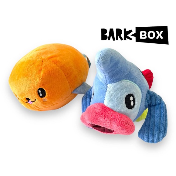 Barkbox Dog Barkbox Dog Toy Lot Plush Squeak Crinkle Santiago Seal Baltra Bat Fish Galapagos